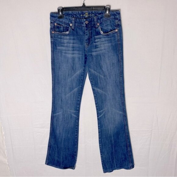 7 For All Mankind Med Wash Low Rise Straight Boot Cut Jeans 29 - Picture 1 of 15